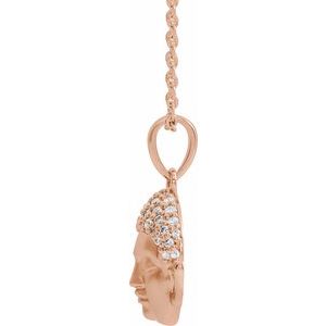 14K Rose 1/8 CTW Natural Diamond Buddha 16-18" Necklace - BN & CO JEWELRY