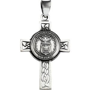 Sterling Silver 28.5x20.8 mm U.S. Air Force Cross Necklace - BN & CO JEWELRY