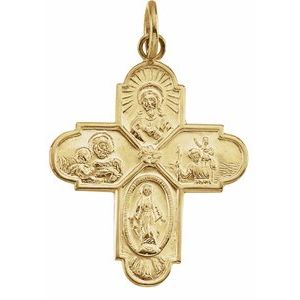 14K Yellow 24.5x21.5 mm Four-Way Cross Medal - BN & CO JEWELRY