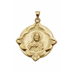 14K Yellow 31x31 mm Sacred Heart Medal - BN & CO JEWELRY