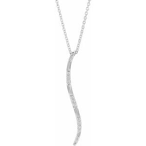 14K White .06 CTW Natural Diamond Bar 16-18" Necklace - BN & CO JEWELRY
