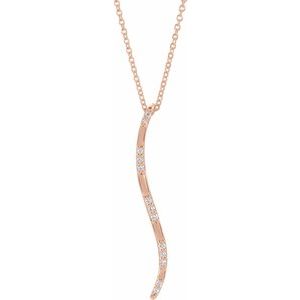 14K Rose .06 CTW Natural Diamond Bar 16-18" Necklace - BN & CO JEWELRY