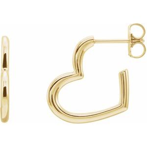 14K Yellow Heart Hoop Earrings - BN & CO JEWELRY