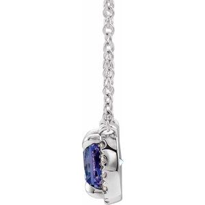14K White 3.5x3.5 mm Natural Blue Sapphire & .05 CTW Natural Diamond 18" Necklace - BN & CO JEWELRY