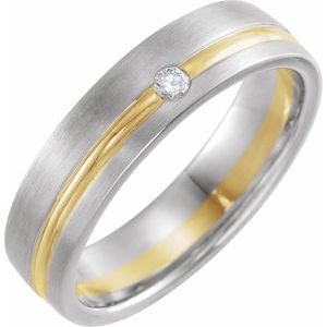 14K White & Yellow .07 CTW Natural Diamond 6 mm Grooved Band Size 11 - BN & CO JEWELRY