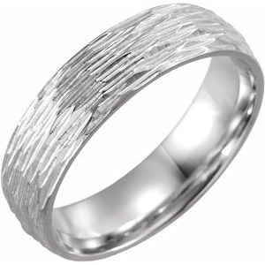 14K White 6 mm Tree Bark Pattern Band Size 10 - BN & CO JEWELRY