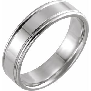 14K White 6 mm Grooved Band Size 9.5 - BN & CO JEWELRY
