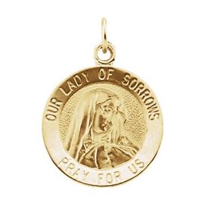 14K Yellow 12 mm Our Lady of Sorrows Medal - BN & CO JEWELRY