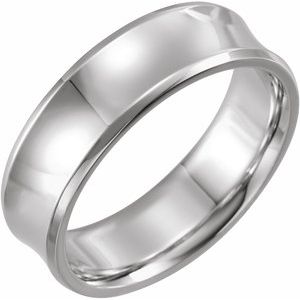 14K White 7 mm Beveled-Edge Concave Band - BN & CO JEWELRY