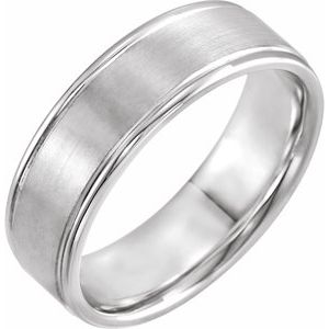 Platinum 7 mm Grooved Band - BN & CO JEWELRY