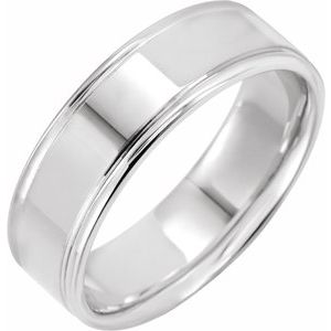 14K White 7 mm Grooved Band - BN & CO JEWELRY