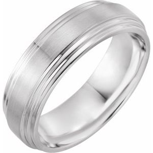 Platinum 7 mm Double Stepped Edge Comfort-Fit Band - BN & CO JEWELRY