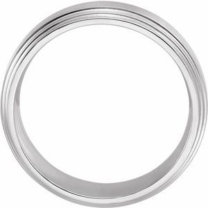 Platinum 7 mm Double Stepped Edge Comfort-Fit Band - BN & CO JEWELRY