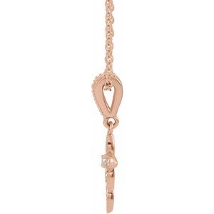 14K Rose .03 CTW Natural Diamond Petite Vintage-Inspired 16-18" Cross Necklace - BN & CO JEWELRY