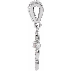 14K White .03 CTW Natural Diamond Petite Vintage-Inspired Cross Pendant - BN & CO JEWELRY