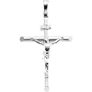 14K White 35x25 mm Crucifix Pendant - BN & CO JEWELRY