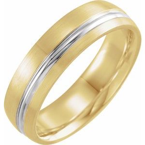 14K Yellow & White 6 mm Grooved Band with Brush Finish Size 10 - BN & CO JEWELRY