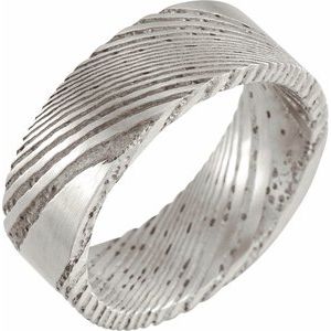Damascus Steel 8 mm Flat Patterned Band Size 13 - BN & CO JEWELRY