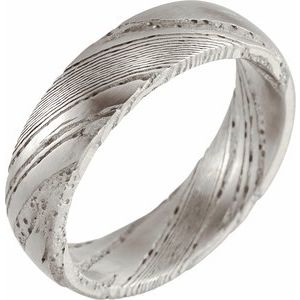 Damascus Steel 6 mm Flat Patterned Band Size 12 - BN & CO JEWELRY