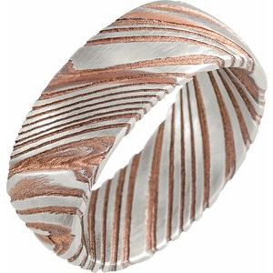 Damascus Steel 8 mm Flat Patterned Band Size 7.5 - BN & CO JEWELRY