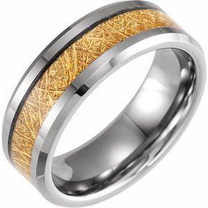 Tungsten Band with Imitation Gold Meteorite Inlay Size 11.5 - BN & CO JEWELRY