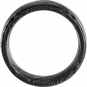 Damascus Steel Flat Black Patterned Band Size 12.5 - BN & CO JEWELRY