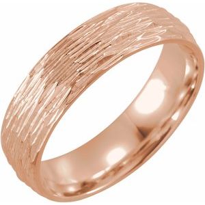 14K Rose 6 mm Tree Bark Pattern Band Size 10.5 - BN & CO JEWELRY