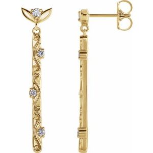 14K Yellow 1/8 CTW Natural Diamond Vintage-Inspired Earrings - BN & CO JEWELRY