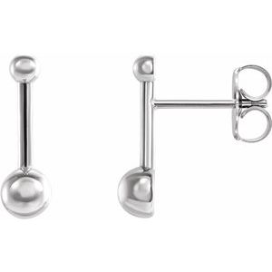 Platinum Bar & Ball Earrings - BN & CO JEWELRY