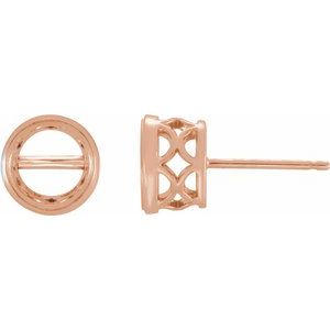 14K Rose 4.5 mm Round Bezel-Set Earring with Pierced Gallery - BN & CO JEWELRY