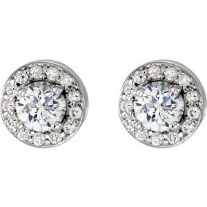14K White 3/8 CTW Natural Diamond Halo-Style Earrings - BN & CO JEWELRY