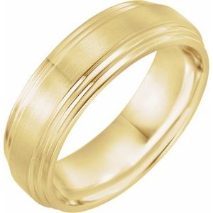 14K Yellow 7 mm Double Stepped Edge Comfort-Fit Band - BN & CO JEWELRY