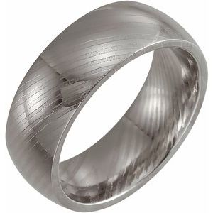 Damascus Steel 8 mm Patterned Band Size 11 - BN & CO JEWELRY