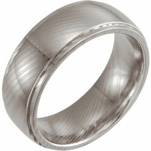 Damascus Steel 8 mm Patterned Flat Edge Band Size 11.5 - BN & CO JEWELRY