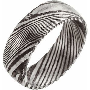 Damascus Steel 8 mm Patterned Band Size 12.5 - BN & CO JEWELRY