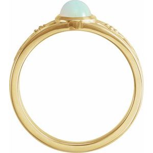 14K Yellow Natural White Ethiopian Opal & .05 CTW Natural Diamond Ring - BN & CO JEWELRY