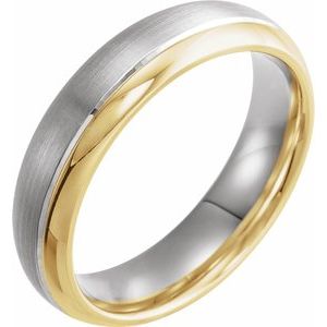 14K White/Yellow 6 mm Grooved Band with Brushed & Polished Finish Size 10 - BN & CO JEWELRY