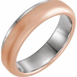 14K Rose & White 6 mm Edged Band with Brushed Finished Size 10 - BN & CO JEWELRY