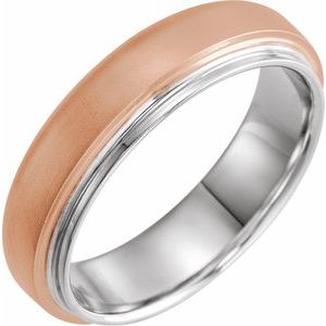 14K Rose & White 6 mm Edged Band with Brushed Finished Size 10 - BN & CO JEWELRY