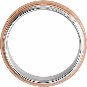 14K Rose & White 6 mm Edged Band with Brushed Finished Size 10 - BN & CO JEWELRY