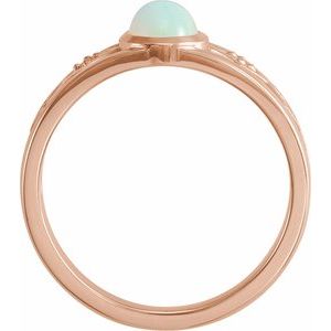 14K Rose Natural White Ethiopian Opal & .05 CTW Natural Diamond Ring - BN & CO JEWELRY