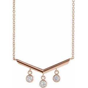 14K Rose 1/3 CTW Natural Diamond V Bar 18" Necklace - BN & CO JEWELRY