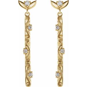 14K Yellow 1/8 CTW Natural Diamond Vintage-Inspired Earrings - BN & CO JEWELRY