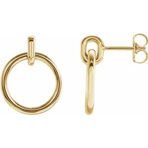 14K Yellow Circle Dangle Earrings - BN & CO JEWELRY