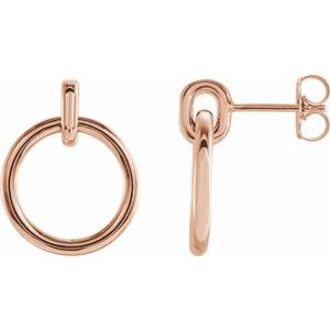 14K Rose Circle Dangle Earrings - BN & CO JEWELRY