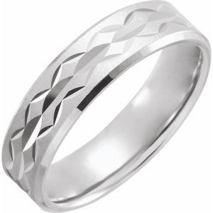 14K White 6 mm Design Band with Satin/Polished Finish Size 11 - BN & CO JEWELRY