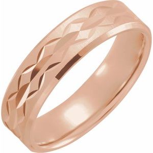 14K Rose 6 mm Design Band with Satin/Polished Finish Size 10 - BN & CO JEWELRY