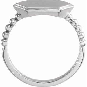 14K White 15x7 mm Geometric Signet Ring - BN & CO JEWELRY