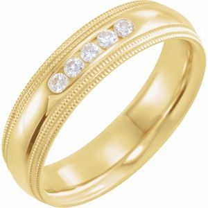 14K Yellow 1/5 CTW Natural Diamond Half Round Comfort-Fit Milgrain Band Size 10 - BN & CO JEWELRY