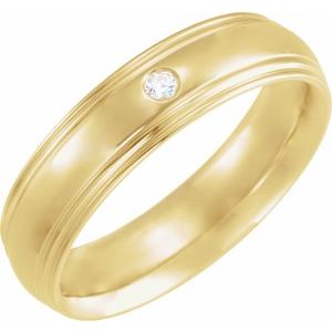 14K Yellow .04 CT Natural Diamond Half-Round Edge Band Size 10 - BN & CO JEWELRY